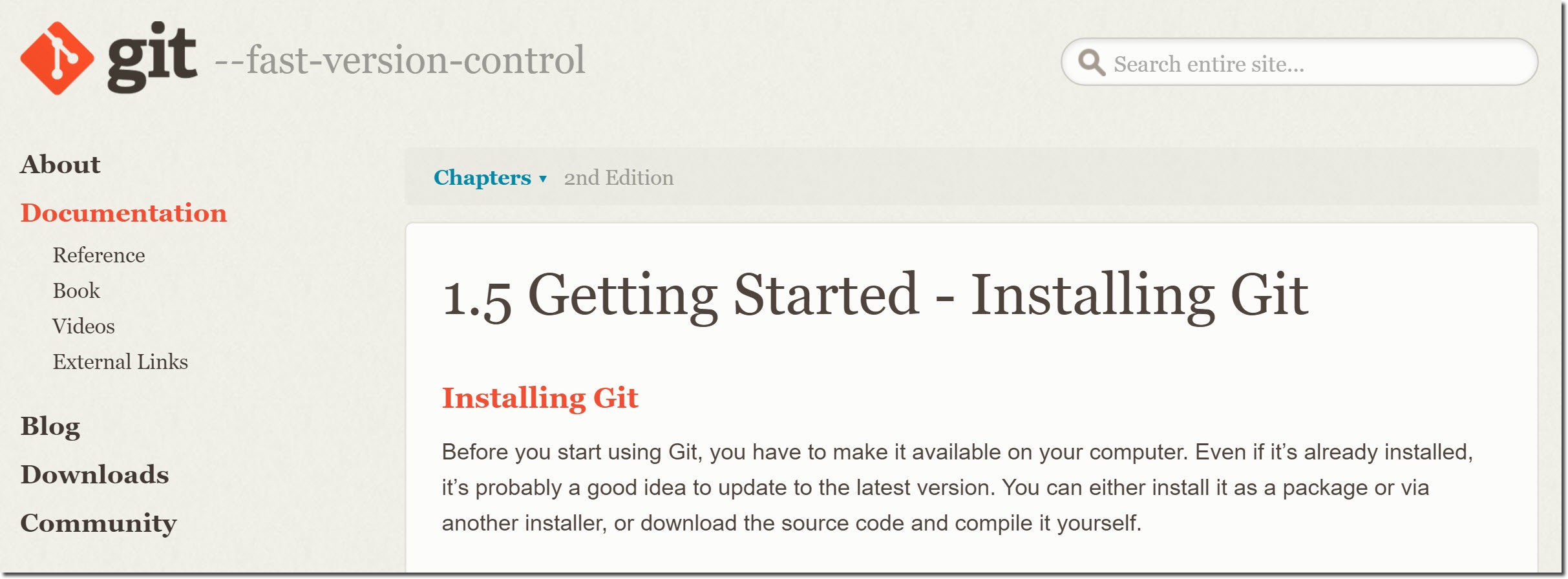 Git install instructions page